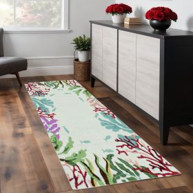2' X 7' Ivory Ocean Lagoon Runner Rug