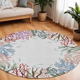 8' Ivory Round Hand Hooked Area Rug