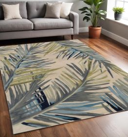 4' X 6' Ivory Hand Tufted Tropical Palms Indoor Area Rug