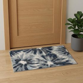 3' X 5' Ivory and Blue Floral Area Rug