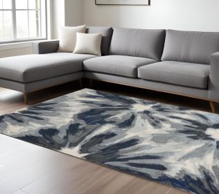 8' X 11' Ivory Blue Machine Woven Oversized Floral Indoor Area Rug