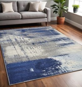 5' X 7' Ice Blue Abstract Splash Indoor Area Rug