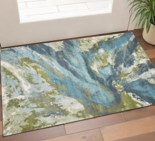 3' X 5' Teal Abstract Splashes Area Rug