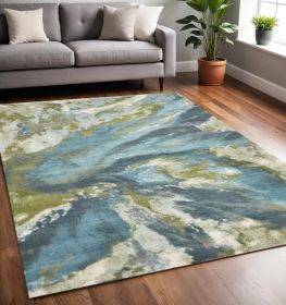 5' X 7' Teal Abstract Design Indoor Area Rug