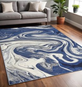 5' X 7' Blue Abstract Design Indoor Area Rug