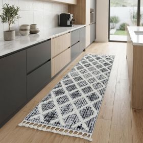 8' Runner Charcoal Geometric Runner Rug