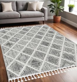 5' X 8' Charcoal Geometric Area Rug