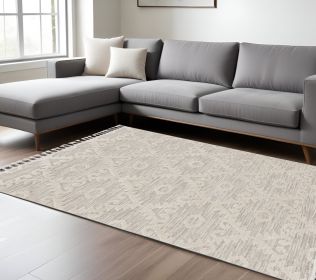 8' X 11' Ivory Beige Diamond Area Rug
