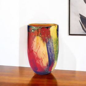 11 Multicolor Art Glass Oval Vase