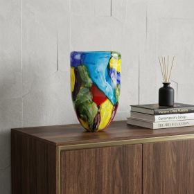 11 Multicolor Glass Art Oval Vase