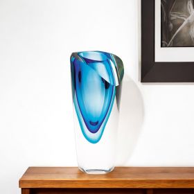 9 Blue Art Glass Vase
