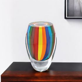 6 Multicolor Art Glass Vase