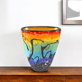 75 Mouth Blown Art Glass Oval Vase
