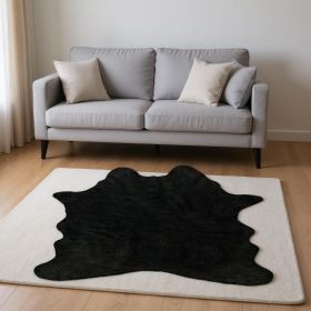 5' X 7' Black Faux Cowhide Area Rug