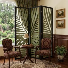 67" Green Solid WoodFolding Three Panel Screen Room Divider