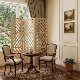 67" Brown Solid WoodFolding Three Panel Screen Room Divider
