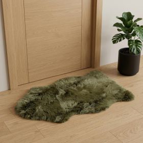 2' X 3' Khaki Green New Zealand Natural Sheepskin Rug