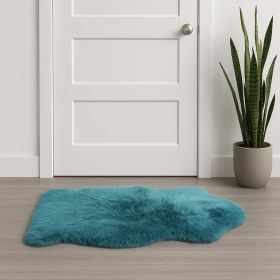 2' X 3' Steel Blue New Zealand Natural Sheepskin Rug