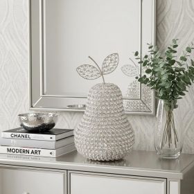 18" Silver Faux Crystal and Silver Decorative Pear Tabletop Sculpture