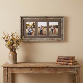 5X7 Natural Weathered Grey Three Photo Picture Frame