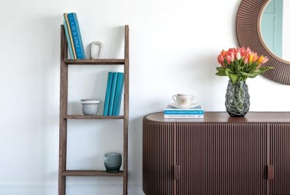 5 Step Rustic Wood Ladder Shelf
