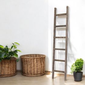 6 Step Rustic Espresso Wood Ladder Shelf