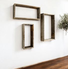 Rustic Farmhouse Set Of 3 Rectangle Shadow Box Shelves