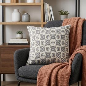 Neutral Grey Mosaic Throw Pillow