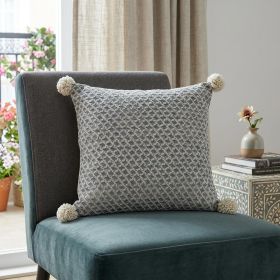 Gray Pearl Pom Throw Pillow