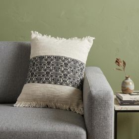 Black And White Geometric Fringe Throw Pillow