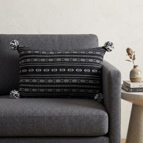 Black And Gray X Pom Throw Pillow