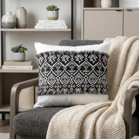 Black And White Patched Throw Pillow