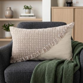 Sandy Beige Textured Throw Pillow