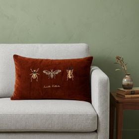 Golden Insects Velvet Throw Pillow
