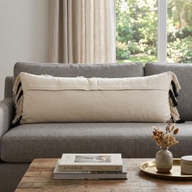 35" Black And White Geo Long Lumbar Throw Pillow
