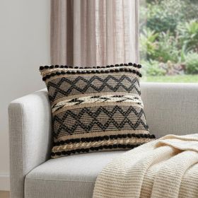 Black And Sand Woven Decorative Pillow