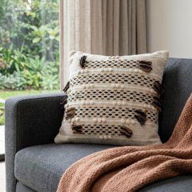 Creamy Beige Textured Throw Pillow