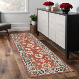 3' X 8' Red And Blue Bohemian Area Rug