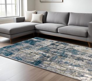 9' X 12' Grey And Blue Grey Skies Area Rug