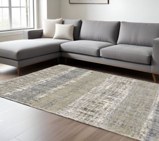 7' X 9' Grey And Ivory Abstract Lines Area Rug