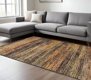 9' X 12' Gold And Slate Abstract Area Rug