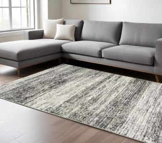 8' X 10' Ash And Slate Abstract Area Rug