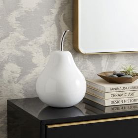 White Medium  Pear Shaped Aluminum Accent Home Decor