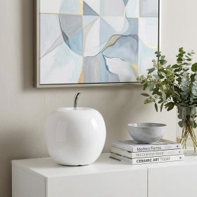 13" White Aluminum Decorative Apple Tabletop Sculpture