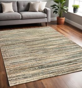 5' X 8' Ivory Sage Abtract Lines Indoor Area Rug