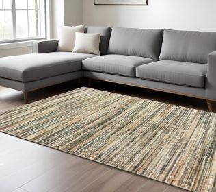 9' X 12' Ivory Sage Abtract Lines Indoor Area Rug