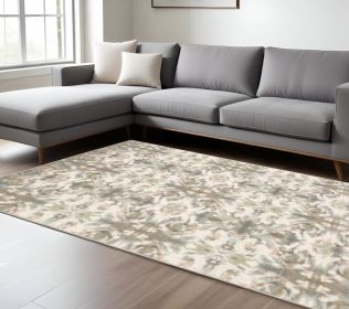 9' X 12' Ivory Gray Abstract Ikat Indoor Area Rug