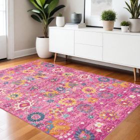 4' X 6' Fuchsia Floral Power Loom Area Rug
