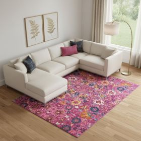 8' X 10' Fuchsia Floral Power Loom Area Rug