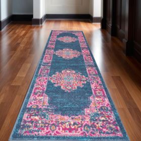 10' Blue Dhurrie Runner Rug